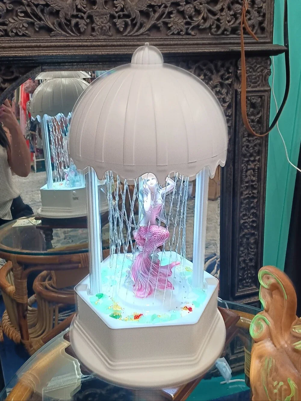 Oil Rain Lamp With Mermaid Centerpiece Swag Light Whimsical